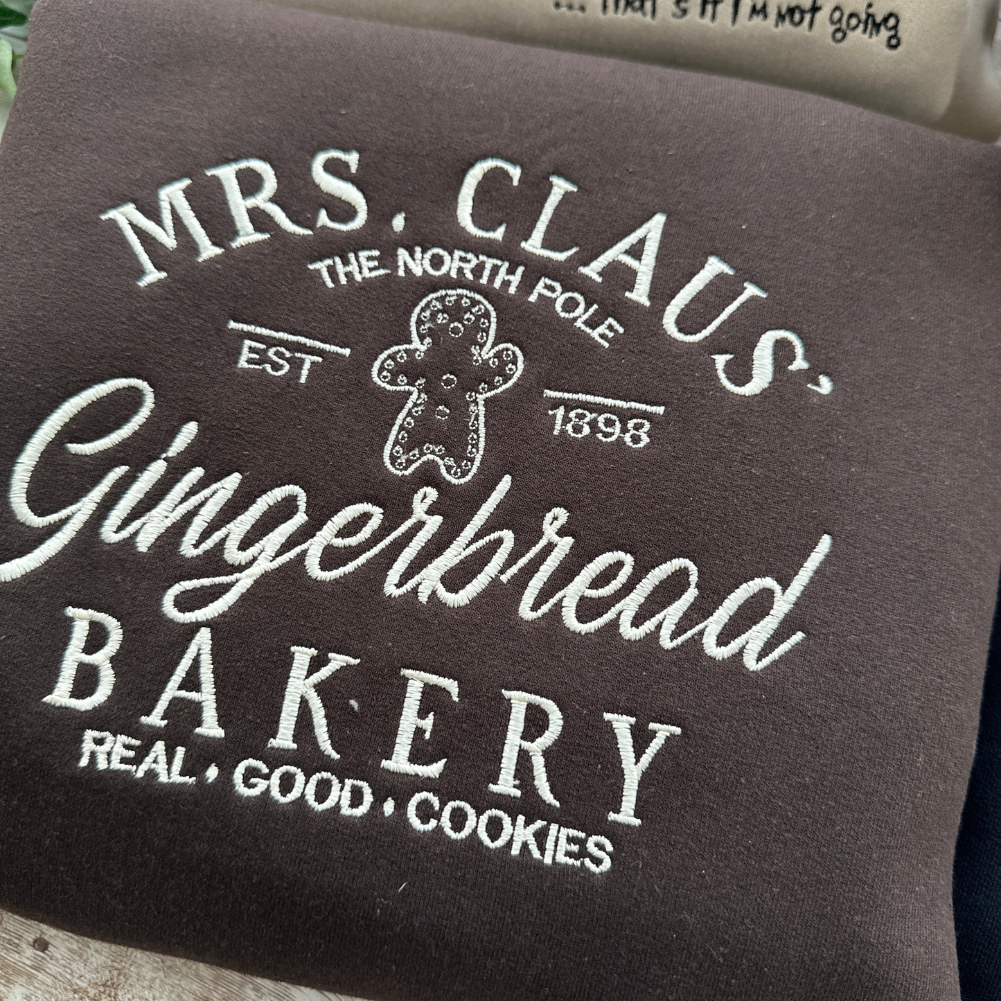 Mrs Claus Gingerbread Bakery Embroidered Sweatshirt
