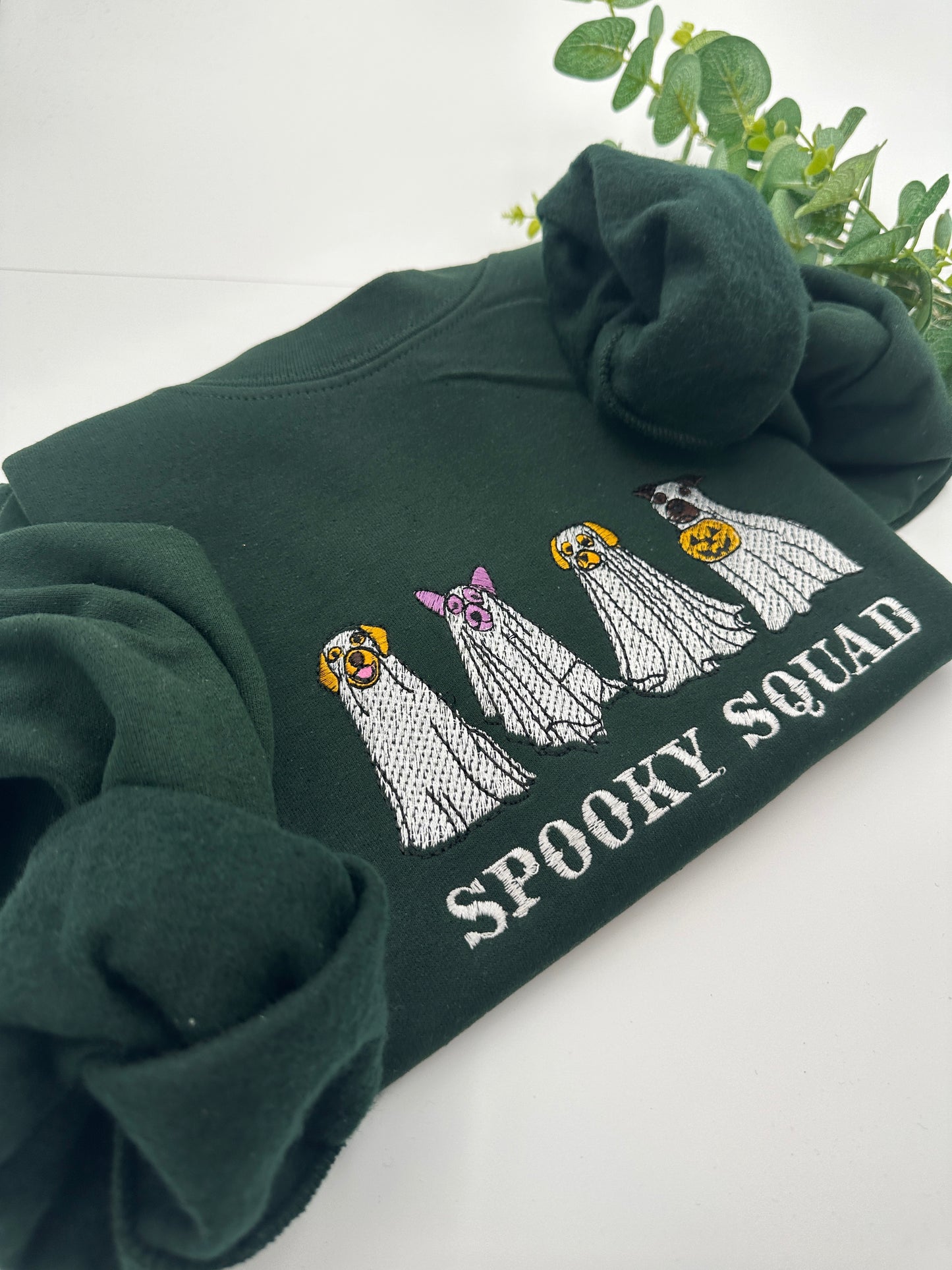 Embroidered Ghost Dog Halloween jumper