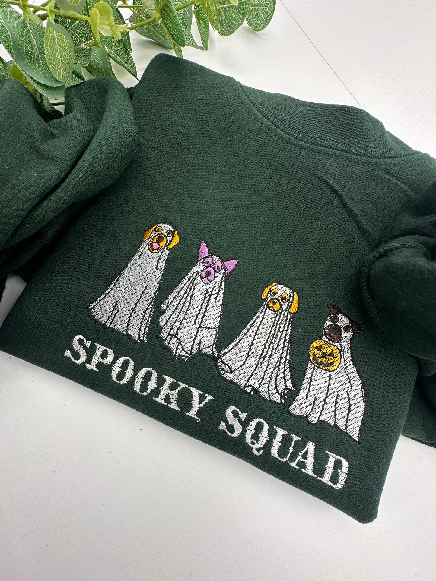 Embroidered Ghost Dog Halloween jumper