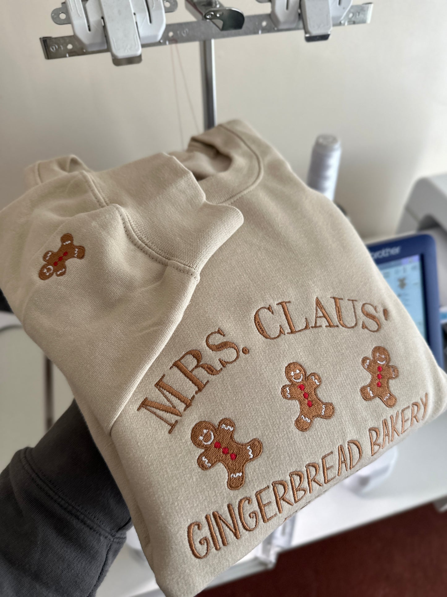 Mrs Claus Gingerbread Bakery Embroidered Sweatshirt
