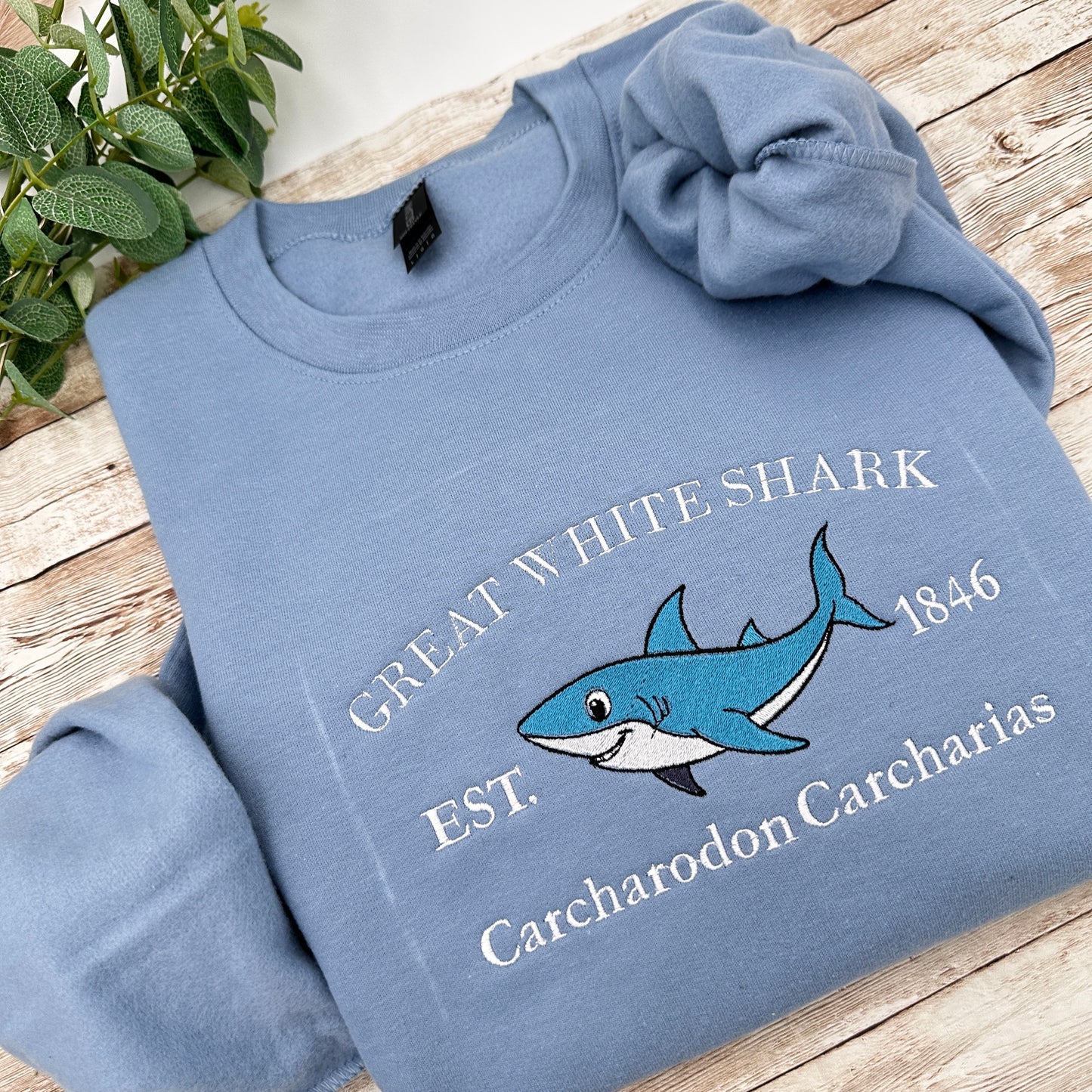 Shark Embroidered Hoodie Jumper
