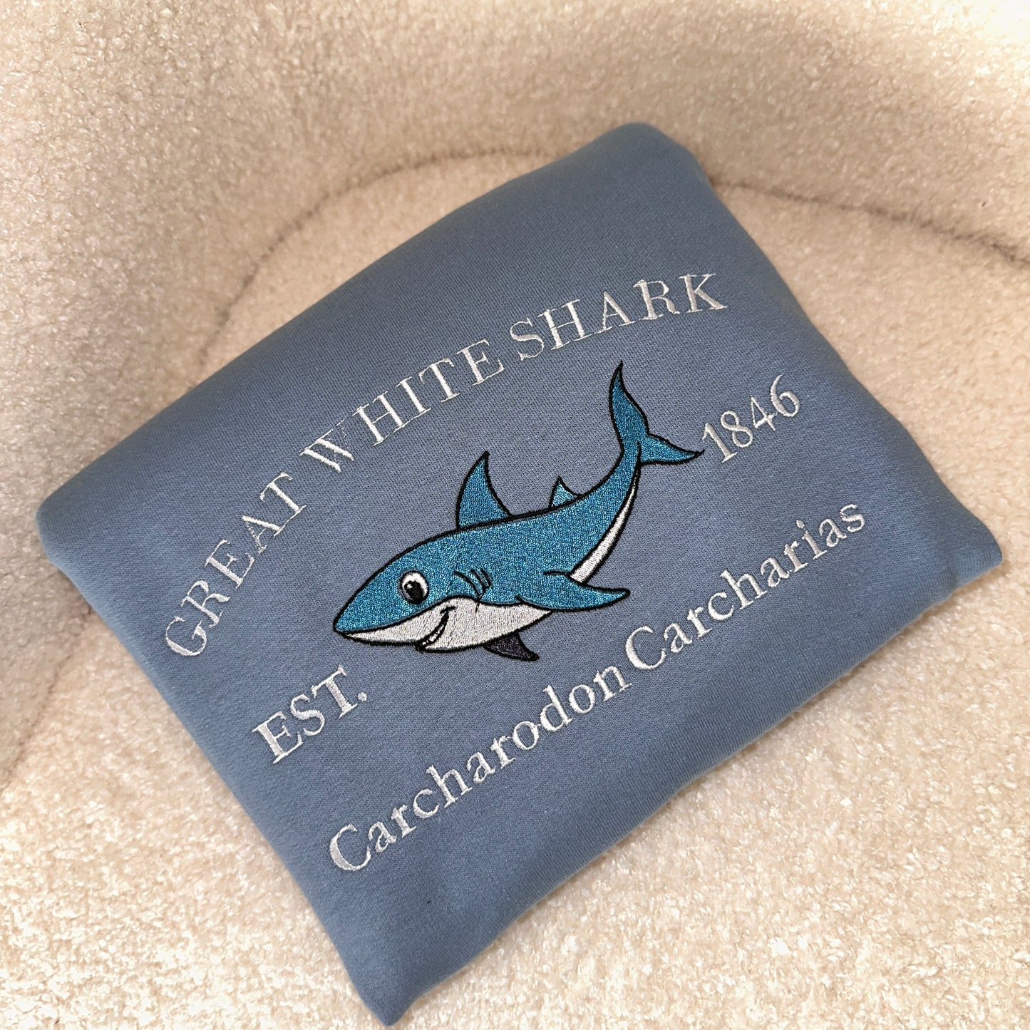 Shark Embroidered Hoodie Jumper