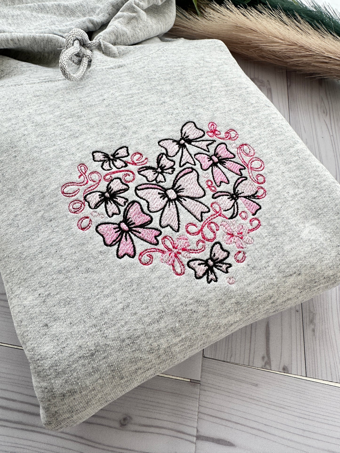 Coquette bow Embroidered Hoodie Perfect