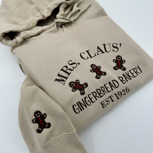 Mrs Claus Gingerbread Bakery Embroidered Sweatshirt