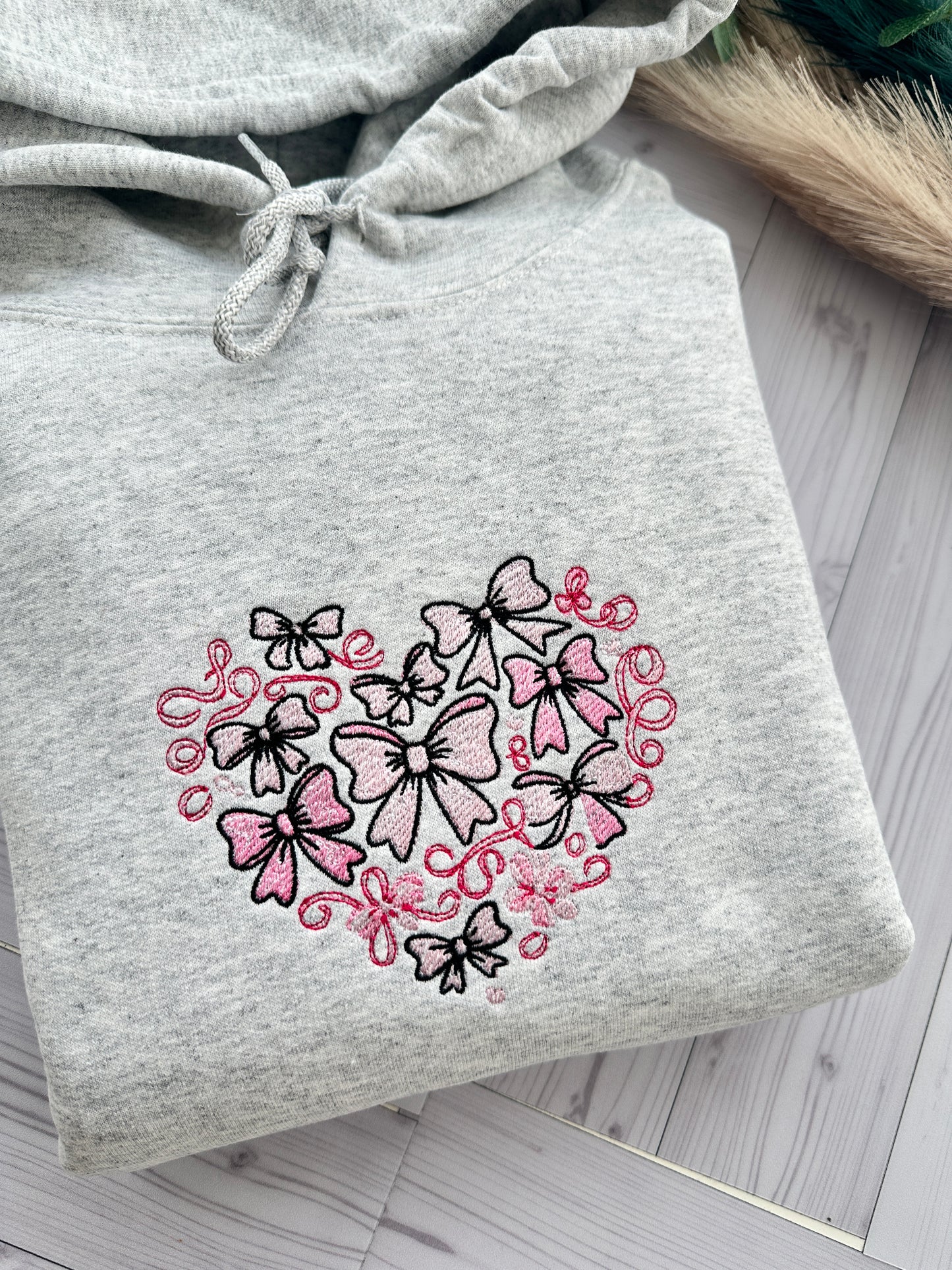 Coquette bow Embroidered Hoodie Perfect