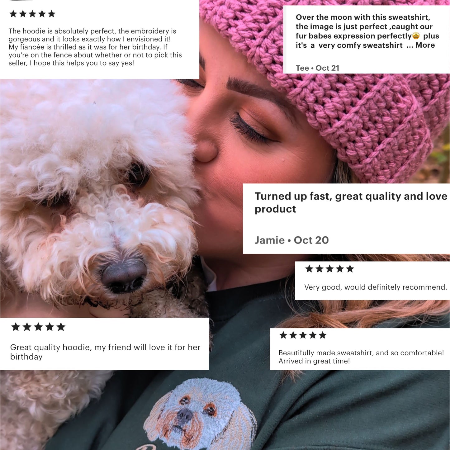 Custom Pet Portrait Embroidered Sweatshirt Hoodie