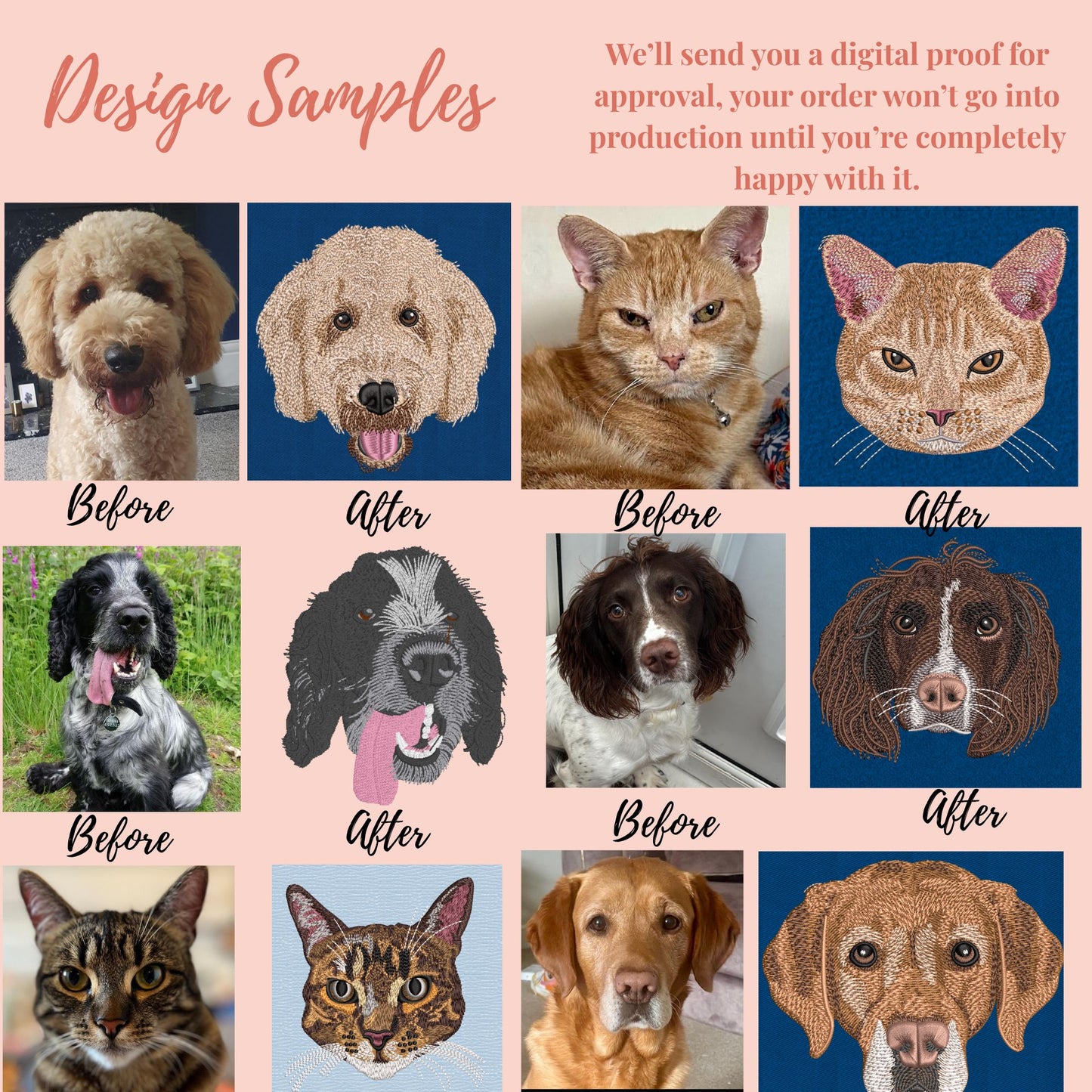 Custom Pet Portrait Embroidered Sweatshirt Hoodie