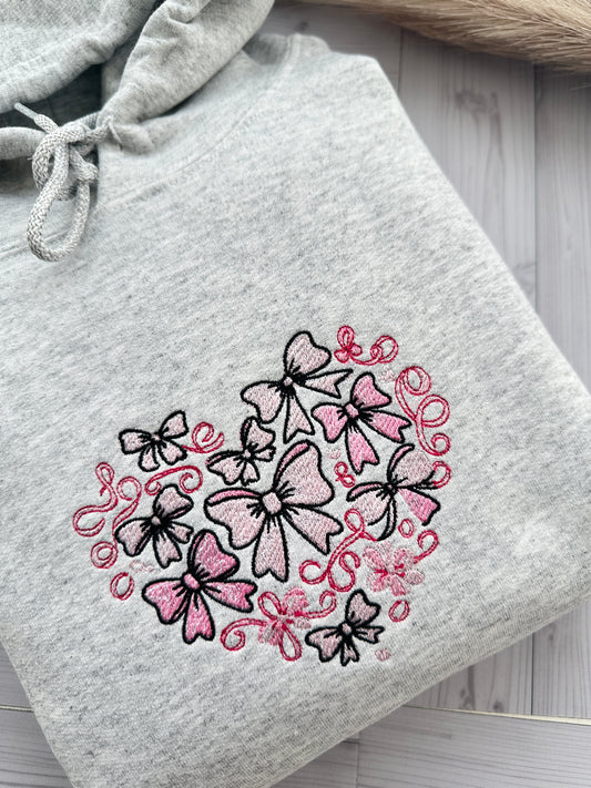 Coquette bow Embroidered Hoodie Perfect