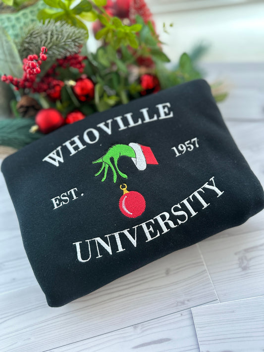 Whoville University Embroidered Sweatshirt Crewneck