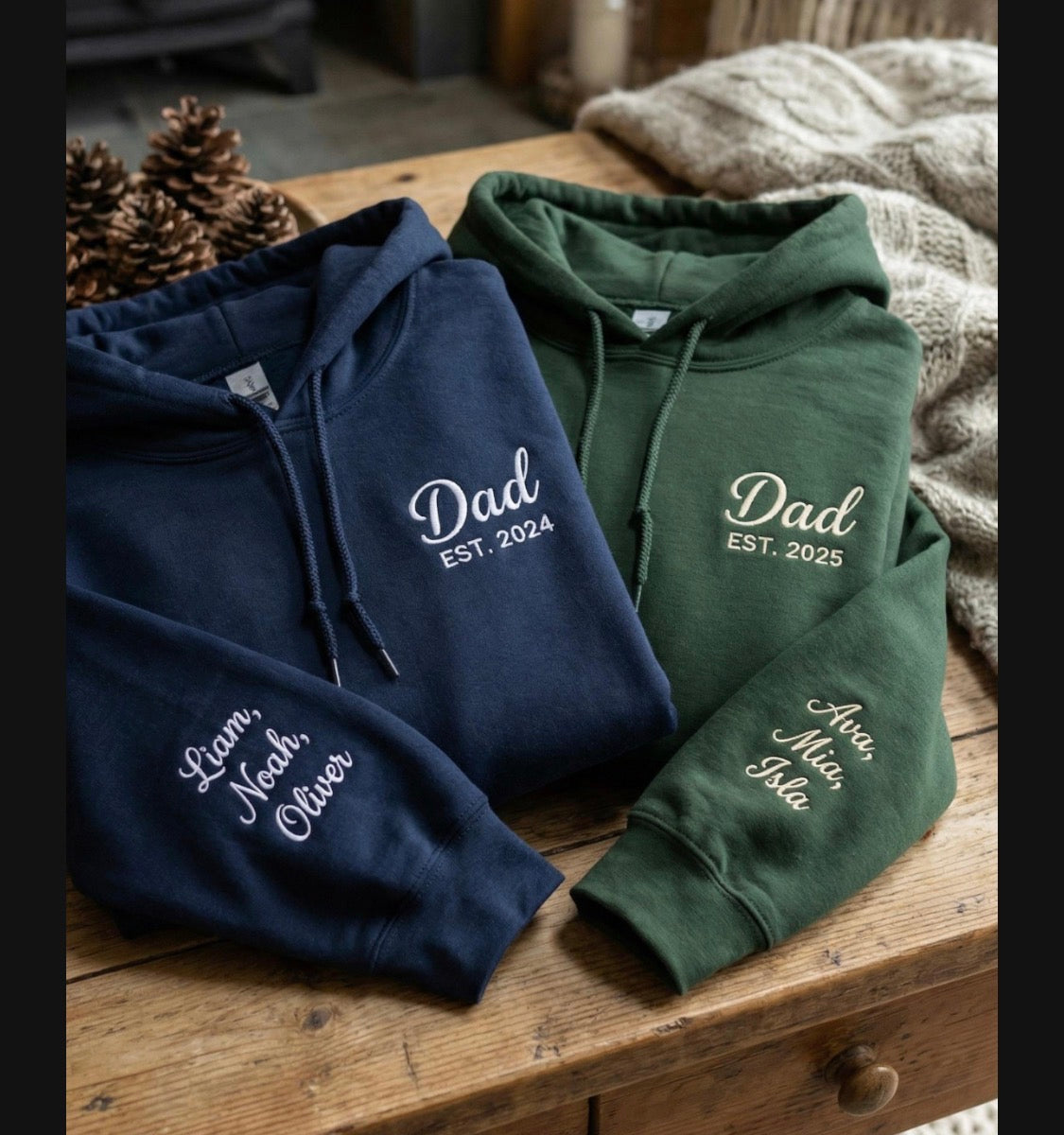 Personalised Dad Embroidered Hoodie | Custom Est. Year & Children's Names | Father's Day Gift