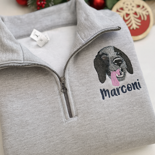 pet portrait Quarter Zip Sweatshirt