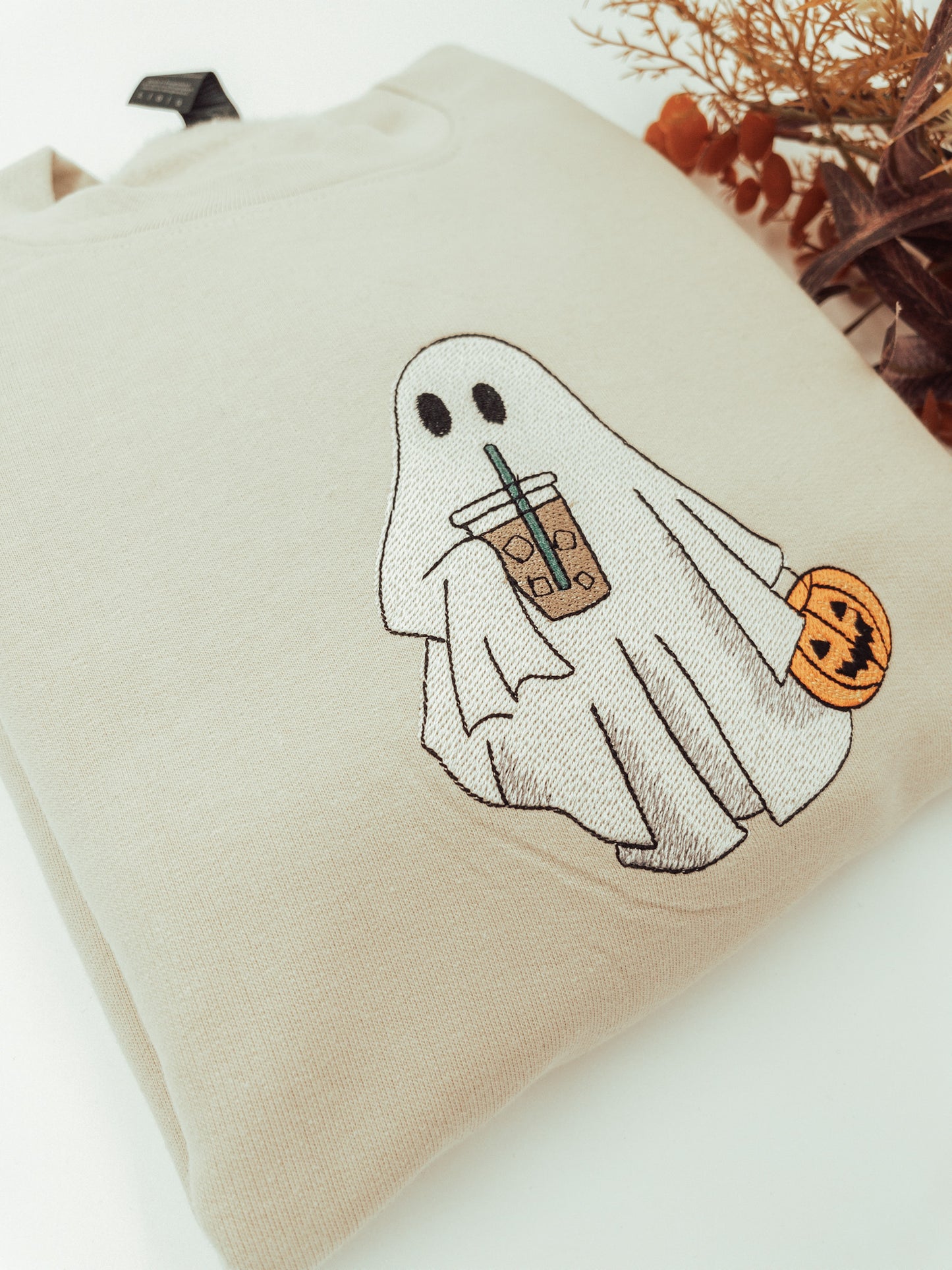 Embroidered ghost pumkpkin coffe halloween jumper