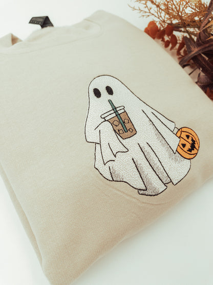Embroidered Ghost Pumpkin Jumper