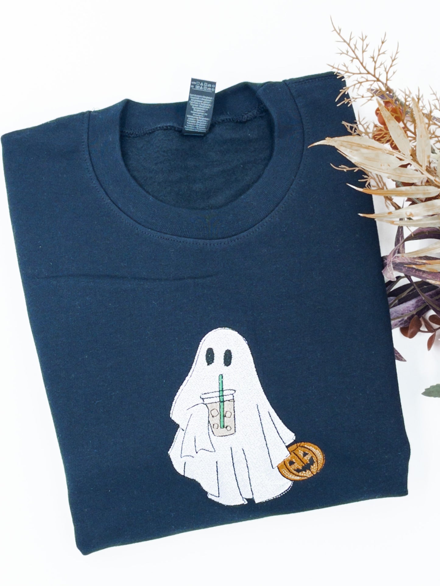 Embroidered ghost pumkpkin coffe halloween jumper