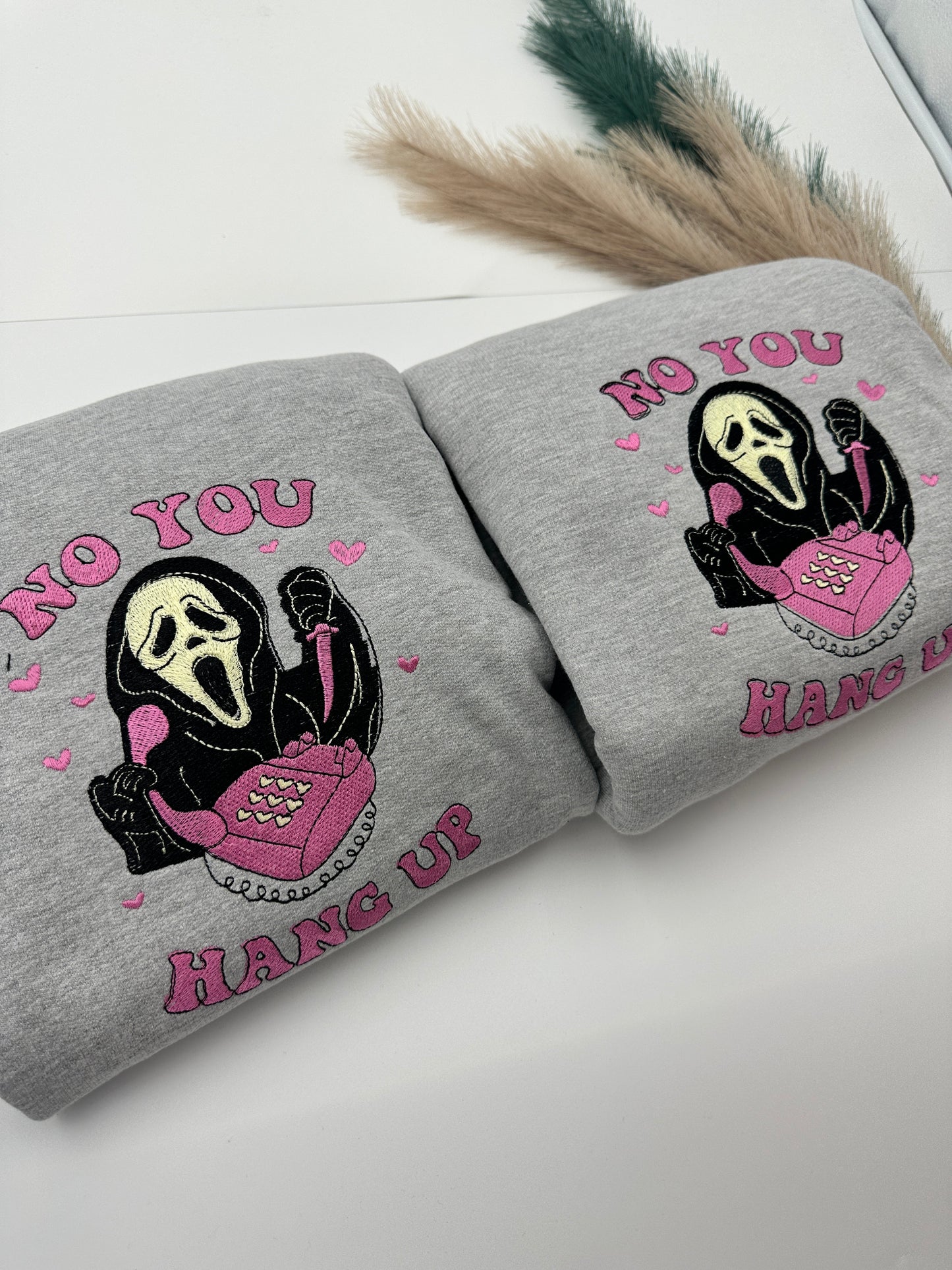 Embroidered No you hang up Halloween Ghost jumper