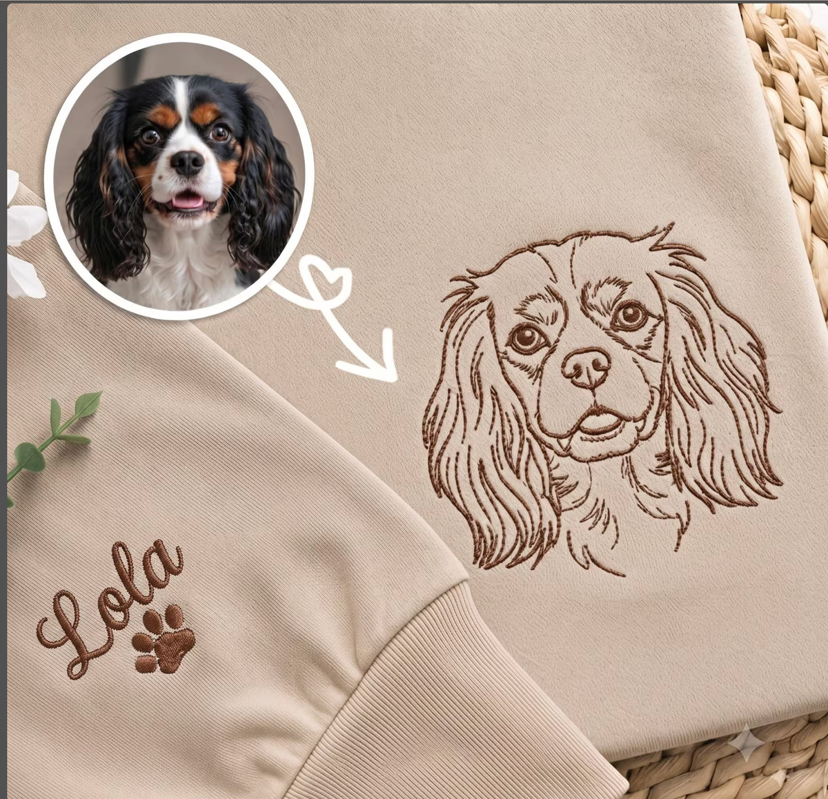 Custom Pet Portrait Zip Hoodie | Personalised Embroidered Dog Hoodie | Pet Owner Gift | Christmas Gift for a Cat Mum