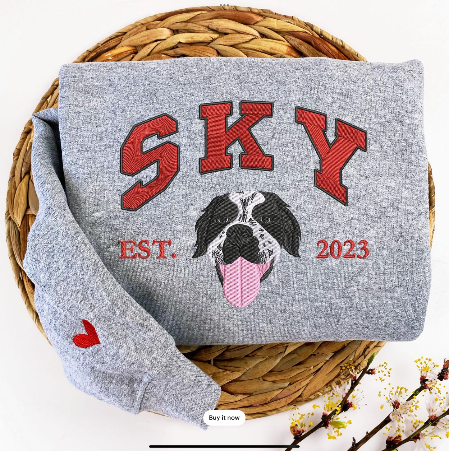 Custom Pet Embroidered Sweatshirt Hoodie