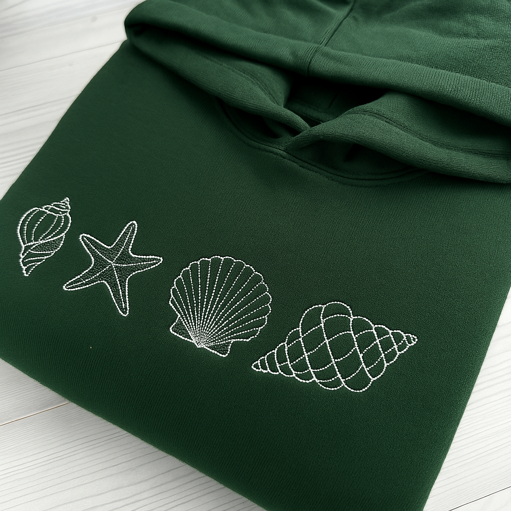 Seashell Embroidered Hoodie Jumper