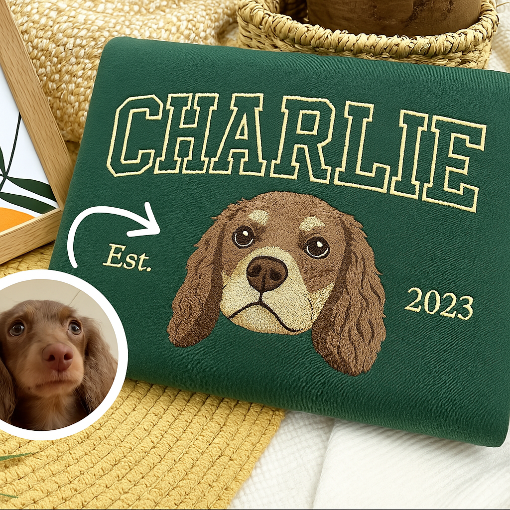 Custom Pet Embroidered Sweatshirt Hoodie