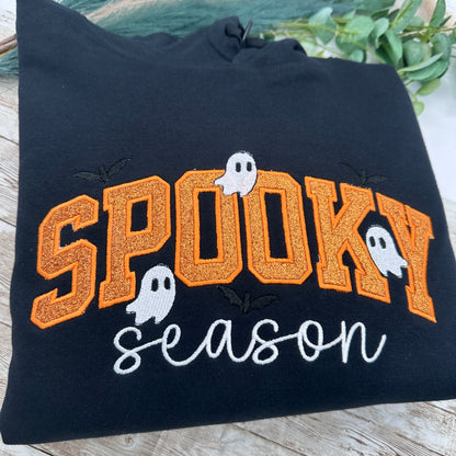 Spooky Season Embroidered Halloween Sweatshirt | Ghost & Pumpkin Jumper