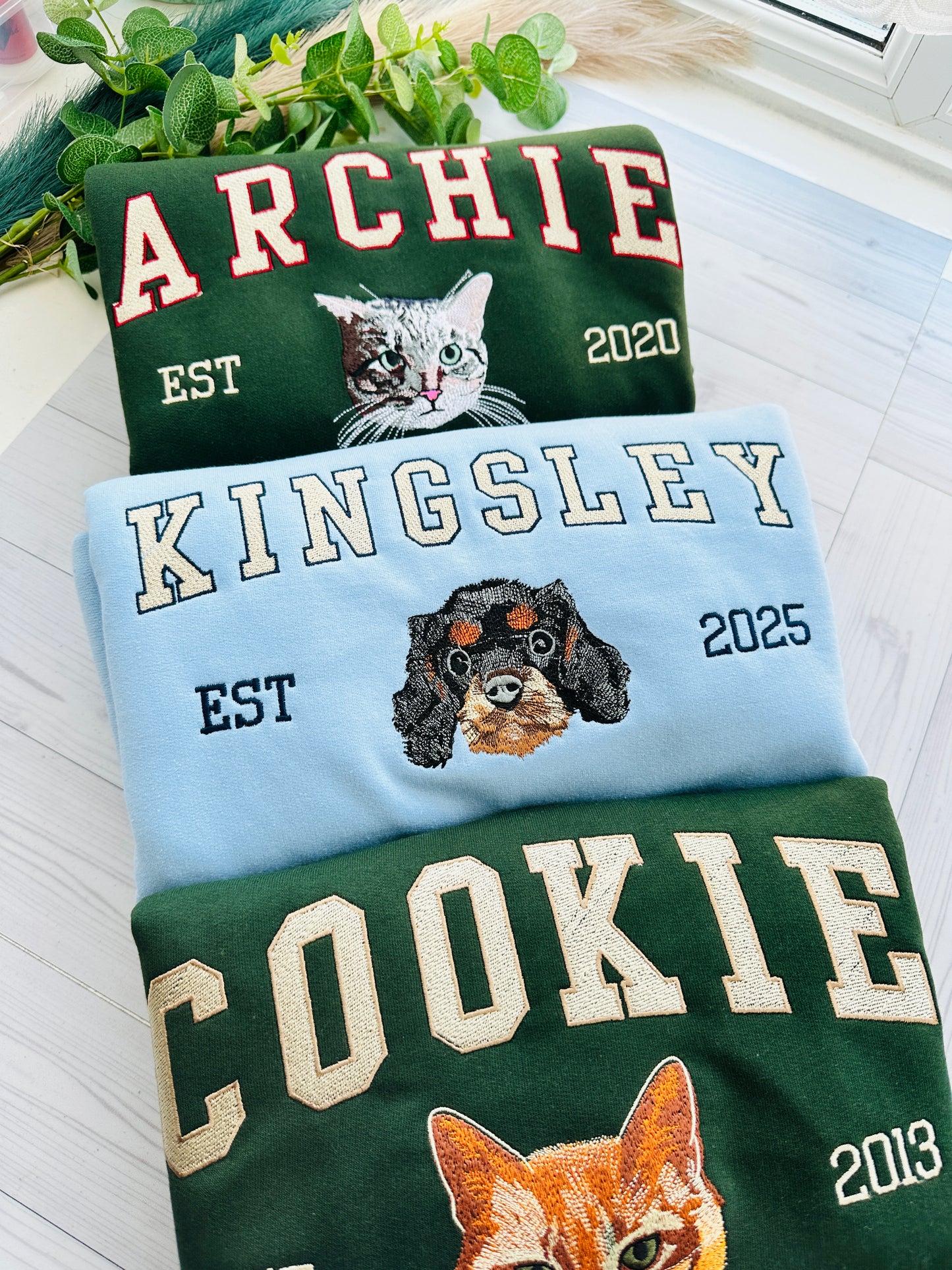 Custom Pet Portrait Embroidered Sweatshirt Hoodie