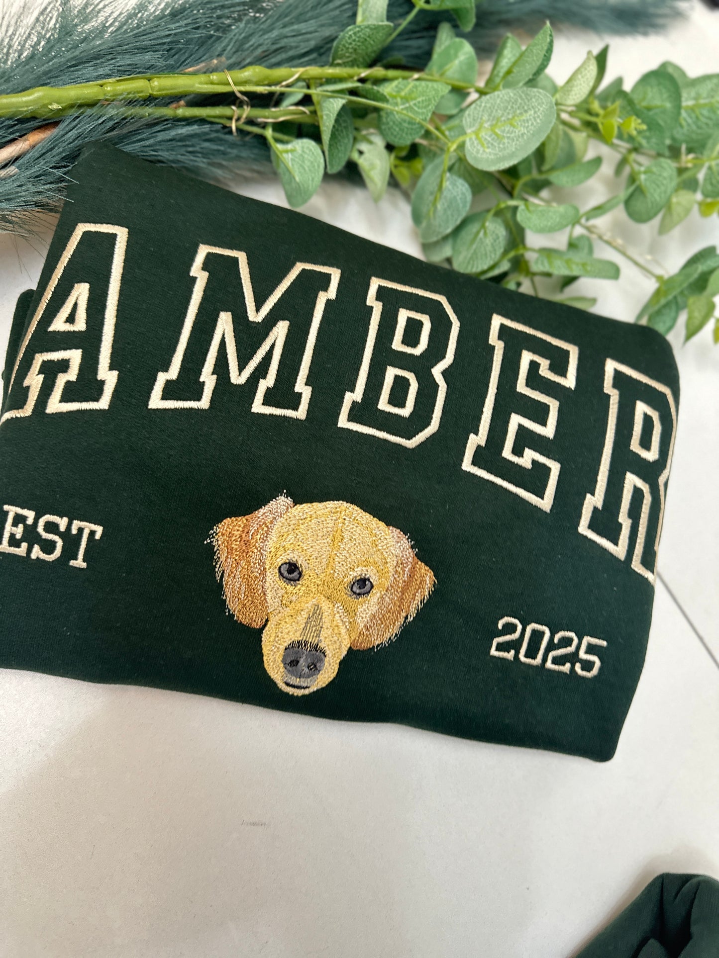 Custom Pet Portrait Embroidered Sweatshirt Hoodie