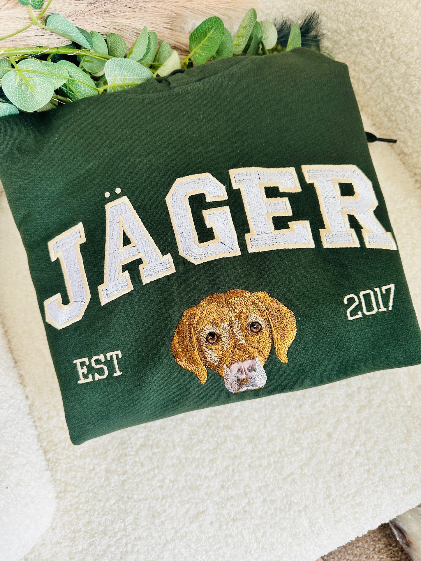 Custom Pet Portrait Embroidered Sweatshirt Hoodie