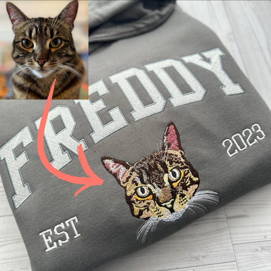 Custom Pet Portrait Embroidered Sweatshirt Hoodie