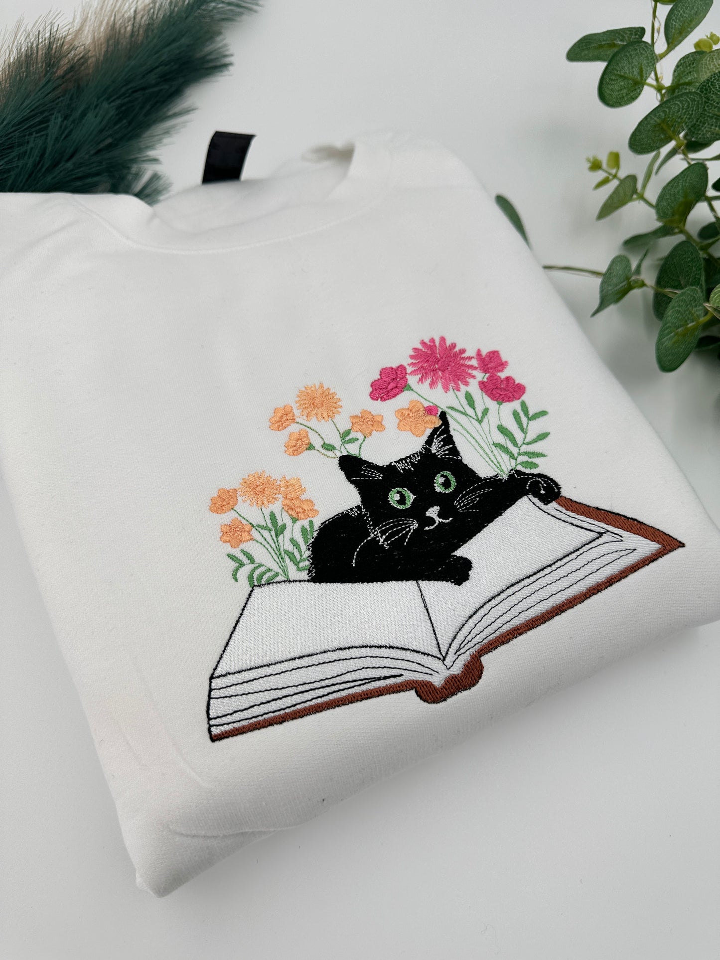 Embroidered Cat Bookish jumper