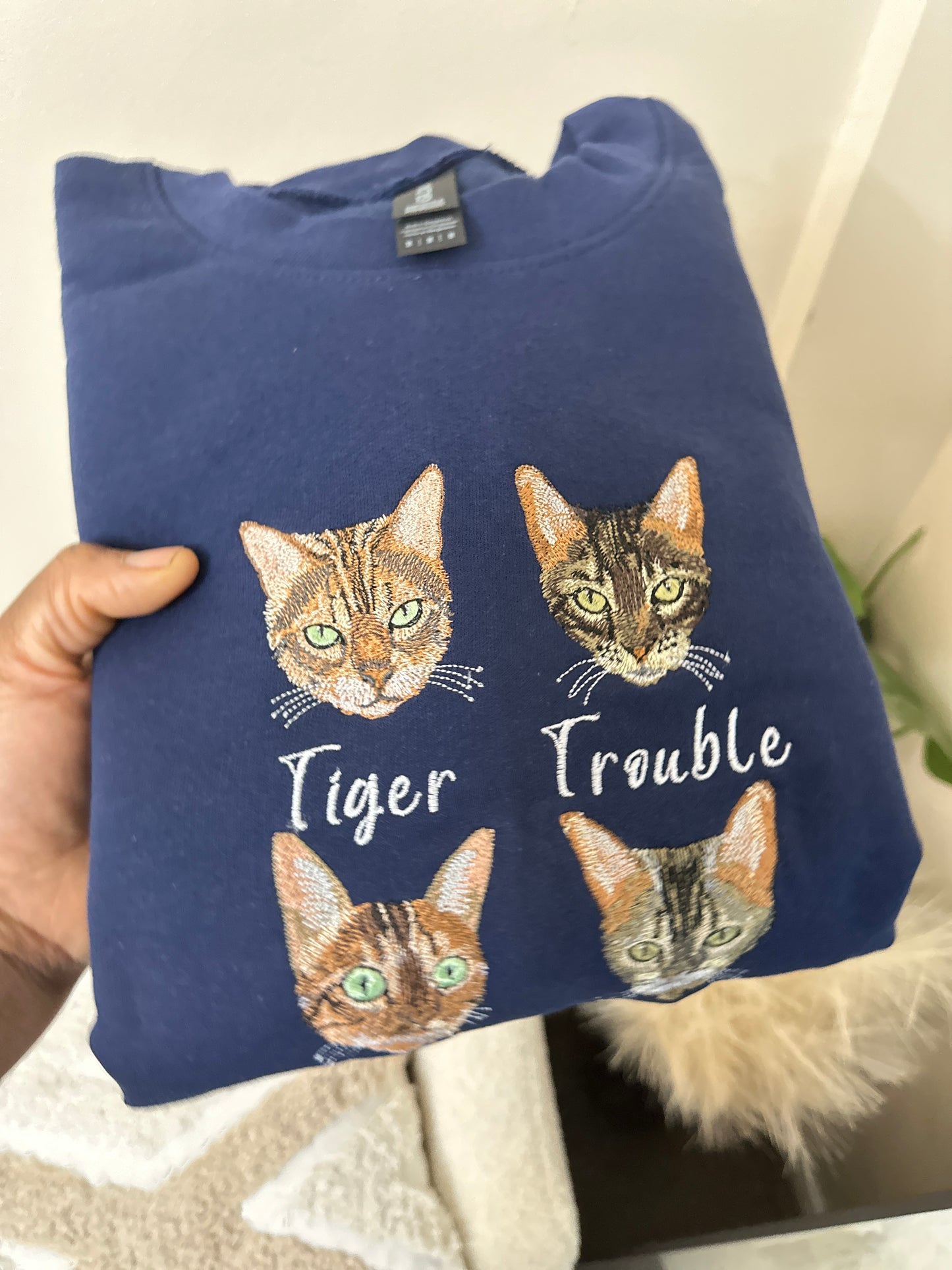 Custom Embroidered Pet Face Sweatshirt from Your Photo