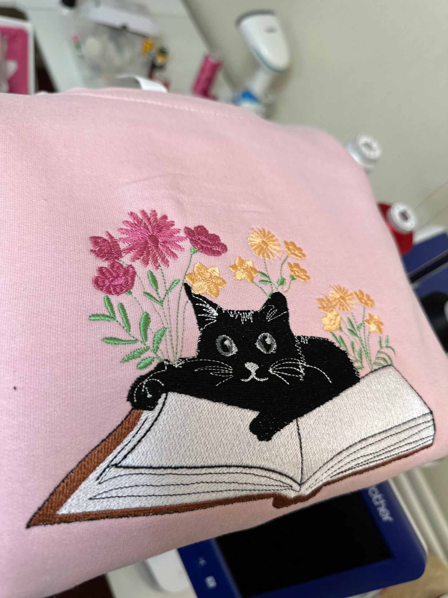 Embroidered Cat Bookish jumper