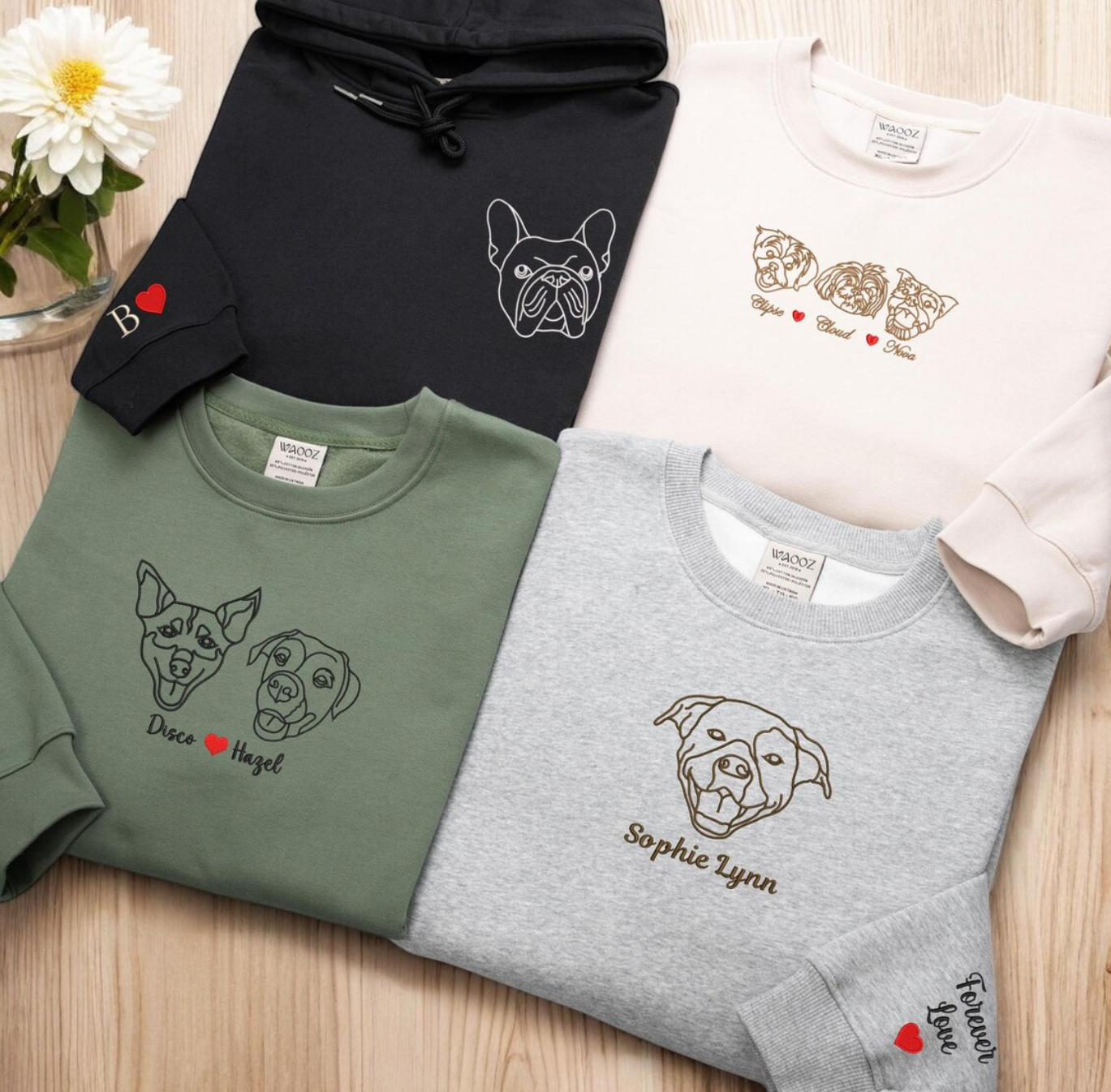 Pet Embroidered Sweatshirt,Custom Embroidered Dog Sweatshirt,Custom Embroidered Cat Sweatshirt,pet hoodie,Pet Lovers Gift, Gift For Mom