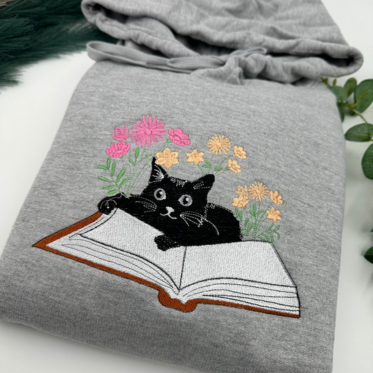 Embroidered Cat Bookish jumper