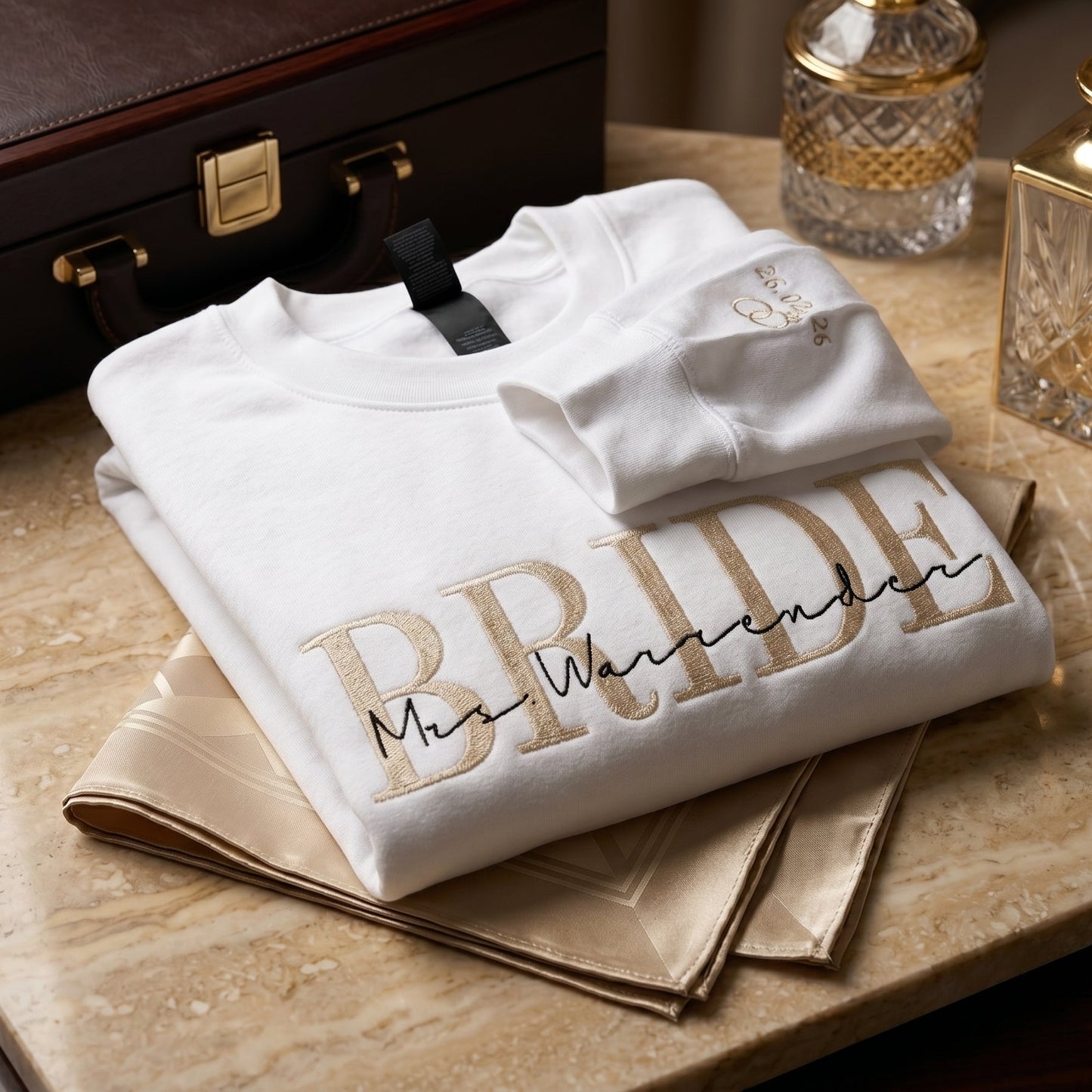 Personalised BRIDE|WIFEY Embroidered Sweatshirt | Custom Mrs Surname | Bridal Gift | Hen Party Jumper